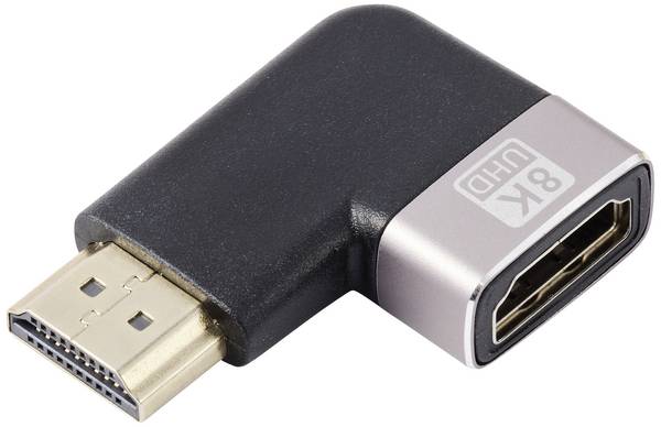 SpeaKa Professional SP-11302004 HDMI adaptér [1x HDMI zástrčka - 1x HDMI zásuvka] černá, stříbrná UHD 8K @ 60 Hz, UHD 4K @ 120 Hz 90° zatočeno doprava