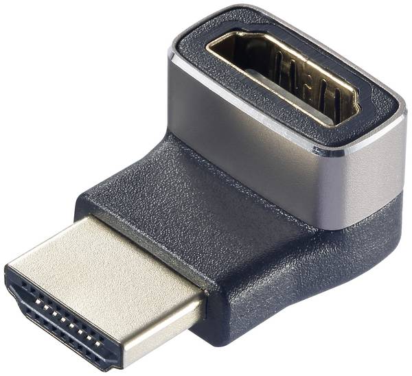 SpeaKa Professional SP-11302012 HDMI adaptér [1x HDMI zástrčka - 1x HDMI zásuvka] černá, stříbrná UHD 8K @ 60 Hz, UHD 4K @ 120 Hz 90° zatočeno nahoru