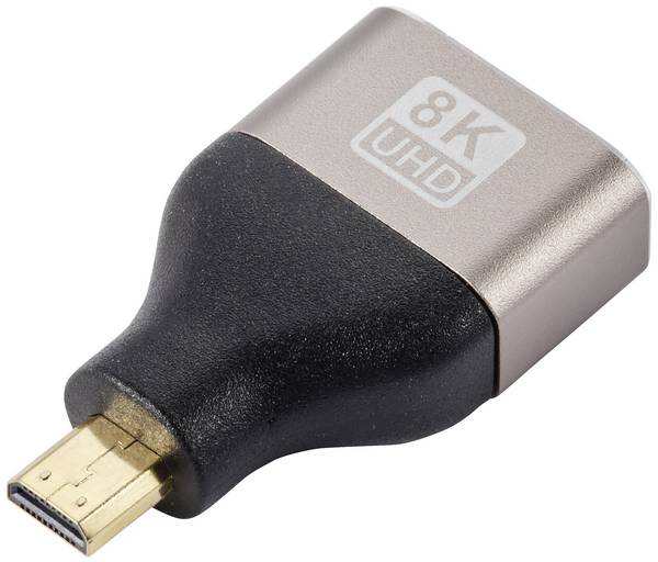 SpeaKa Professional SP-11302016 HDMI adaptér [1x micro HDMI zástrčka D - 1x HDMI zásuvka] černá, stříbrná UHD 8K @ 60 Hz, UHD 4K @ 120 Hz