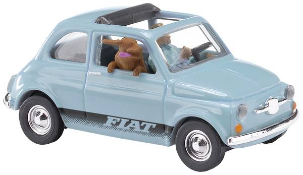 Busch 48735 H0 model osobního automobilu Fiat 500 s řidičem a pes
