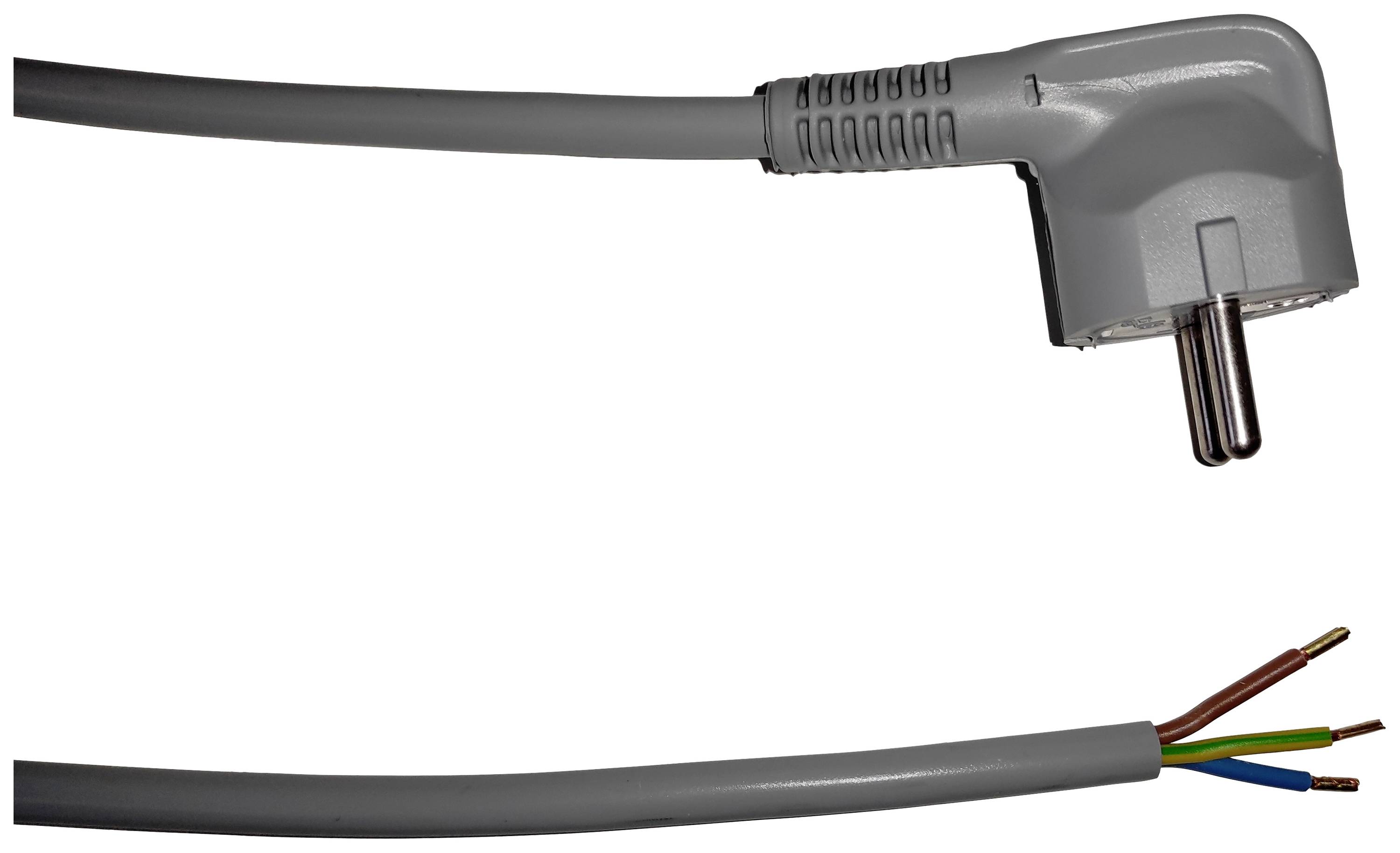 Šedý síťový kabel s odizolovanými konci a eurovidlicí.
