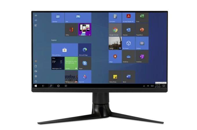 Počítačový monitor zobrazuje plochu systému Windows s různými ikonami programů a otevřenou úvodní lištou.