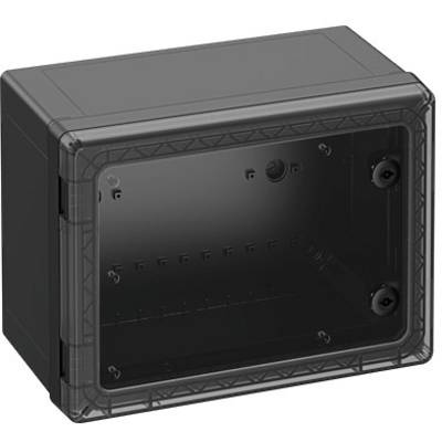 Černý plastový box obdélníkového tvaru s průhledným víkem. Vhodný pro bezpečné uchovávání elektronických komponentů.