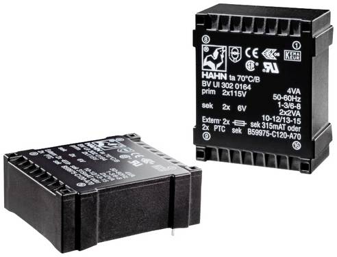 Hahn BV UI 302 0164 transformátor do DPS 2 x 115 V 2 x 6 V/AC 4.0 VA