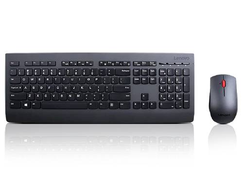 Lenovo KB MICE_BO Combo-Belgium/FAR bezdrátový sada klávesnice a myše tlačítka multimédií, odolné proti stříkající vodě belgická, AZERTY černá
