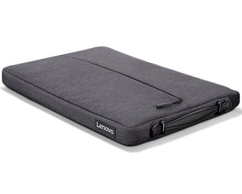 Černá textilní brašna na notebook Lenovo se zipem a rukojetí, ležící na hladkém povrchu.
