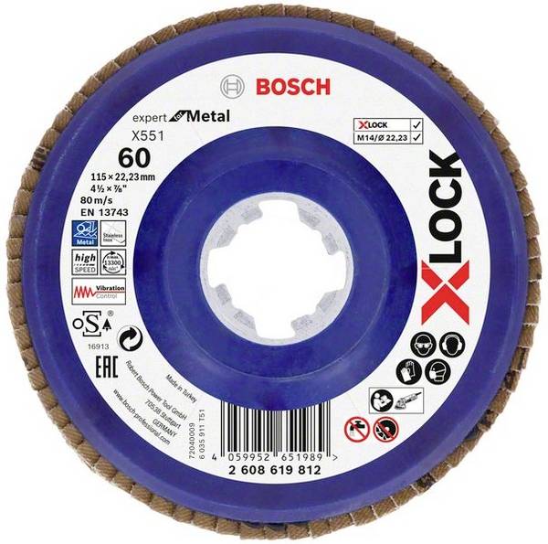 Bosch Accessories 2608619812 X551 vějířovitý brusný kotouč Průměr 115 mm Ø otvoru 22.23 mm Zrnitost 60  1 ks