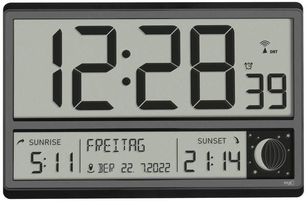 TFA Dostmann 60.4524.01 DCF nástěnné hodiny 360 mm x 28 mm x 235 mm , černá, velký displej