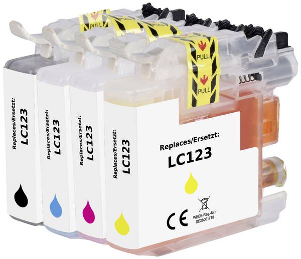 Renkforce Ink náhradní Brother LC-123BK, LC-123C, LC-123M, LC-123Y kompatibilní kombinované balení černá, azurová, purppurová, žlutá  RF-5679774