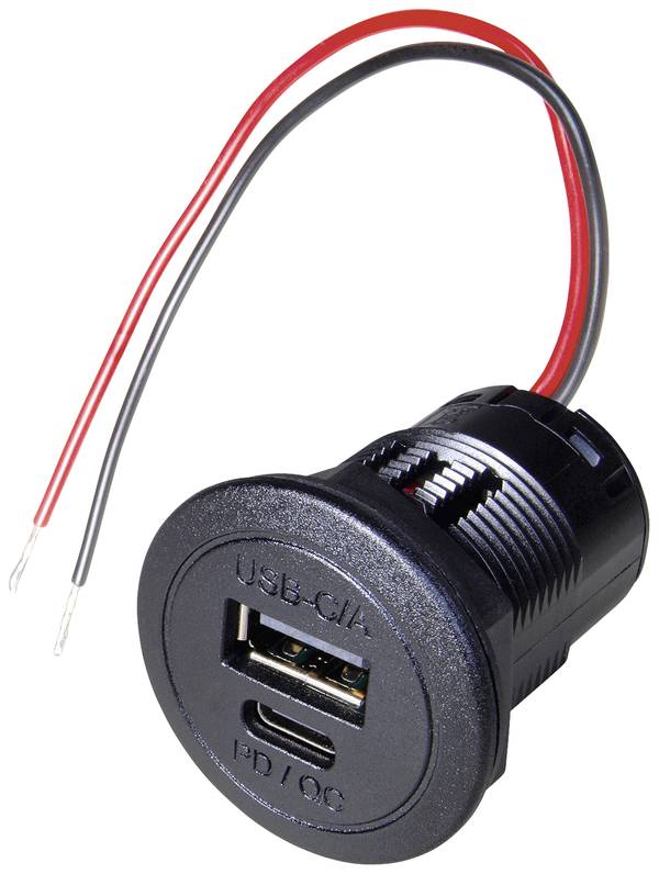 ProCar Dvojitá zásuvka Power USB-C/a PD/QC bez LED Proudová zatížitelnost (max.)=2.2 A   12 až 24 V/DC
