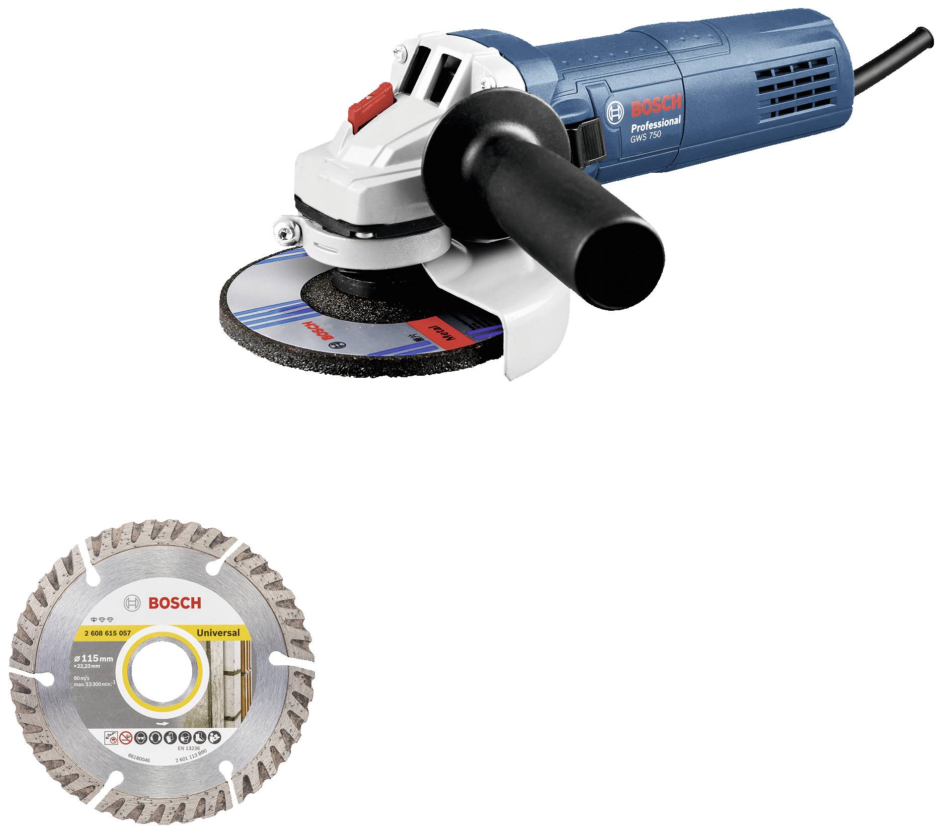 Bosch Professional GWS 750, B-Ware 0601394004920 úhlová bruska poškozený/chybějící  obal 115 mm  750 W