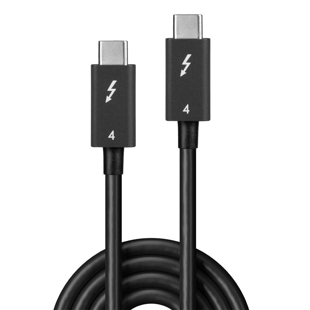 Černý USB-C kabel s blesku symboly a číslem '4' na obou koncovkách.