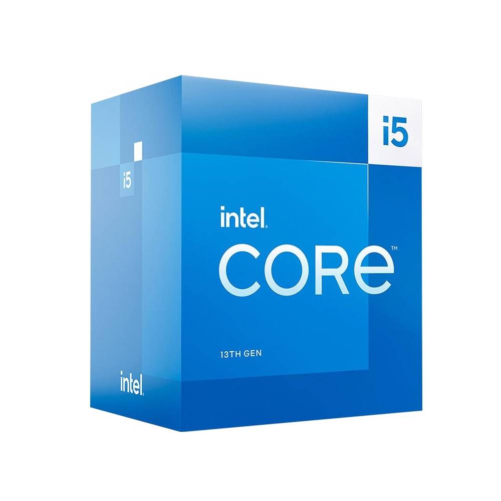 Modrý obal procesoru Intel Core i5 13. generace.
