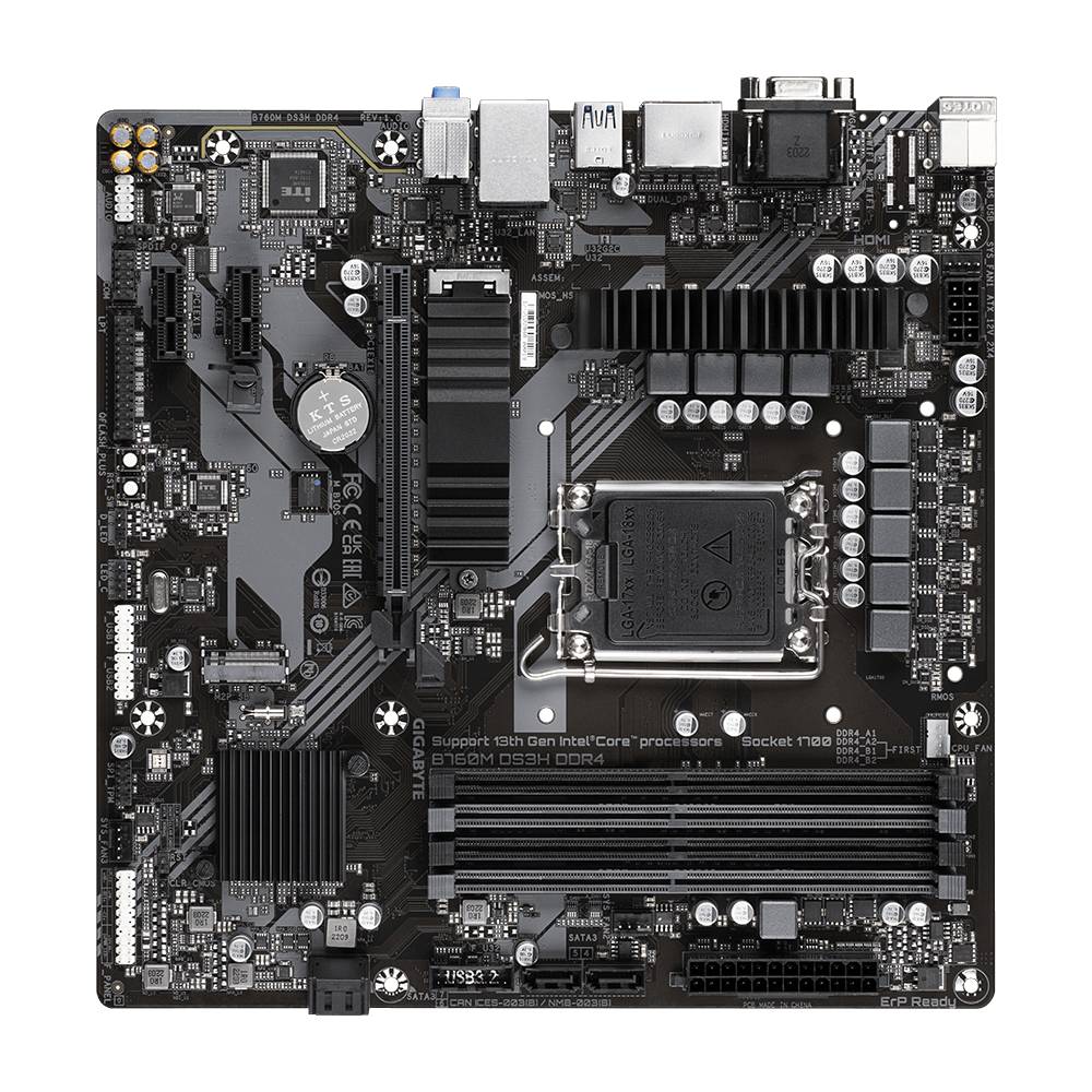 Gigabyte B760M DS3H DDR4 Základní deska Socket (PC) Intel® 1700 Tvarový faktor Micro-ATX Čipová sada základní desky Inte-4