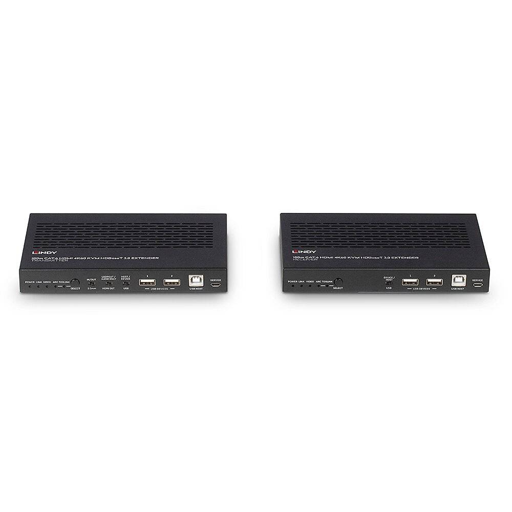 Dva černé digitální signálové procesory (DSP) vedle sebe, obdélníkového tvaru, s USB a audio konektory na přední straně.