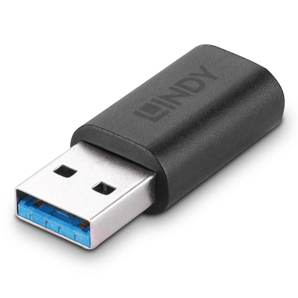 USB flash disk s černým pouzdrem a nápisem 'LINDY' slouží k ukládání a přenosu digitálních dat.