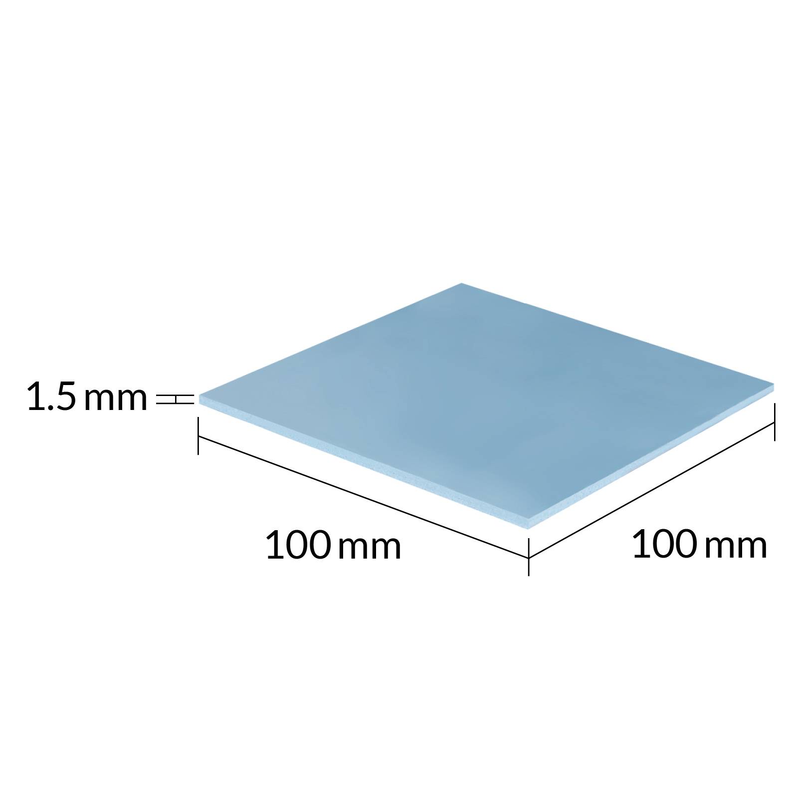 Čtvercová deska, modrá, rozměry: 100 mm x 100 mm, tloušťka: 1,5 mm.