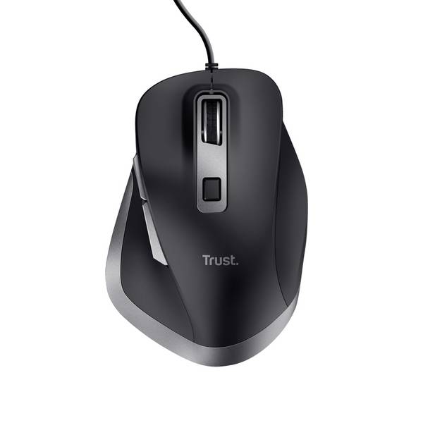 Trust FYDA optická ergonomická myš, přenos kabelový, 6 tlačítko, 5000 dpi, černá