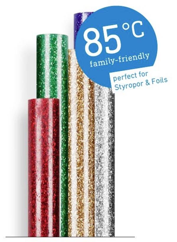 Steinel KLEBESTICKS 85°C 7MM GLITZER 96G lepicí tyčinky 7 mm 150 mm barevná, třpytivý efekt, zlatá, stříbrná, červená, zelená, modrá 96 g 16 ks