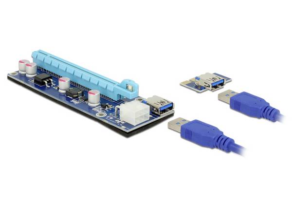 Delock  PCIe riser kabel    Zásuvka PCIe x16, USB-A zásuvka  0.60 m  modrá    41426