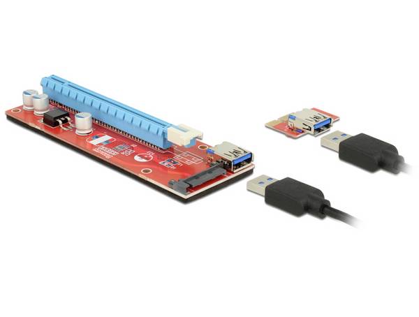 Delock  PCIe riser kabel    Zásuvka PCIe x16, USB-A zásuvka  0.60 m  červená    41423