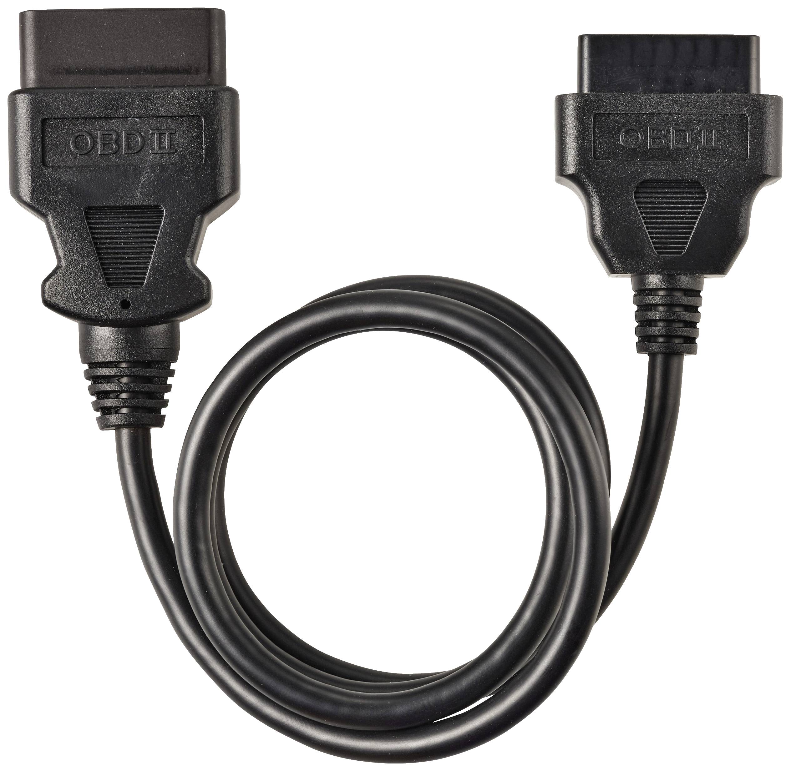 OBD-II připojovací kabel se dvěma konektory na krátkém úseku kabelu.