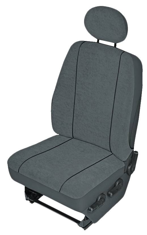 Šedé autosedačky s opěrkou hlavy a nastavitelnými madly pro úpravu výšky sedadla. Podporuje komfort a ergonomii ve vozidle.