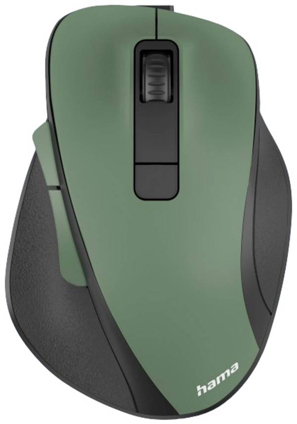 Hama  optická ergonomická myš, přenos bezdrátový, 6 tlačítko, 1600 dpi, lesní zelená