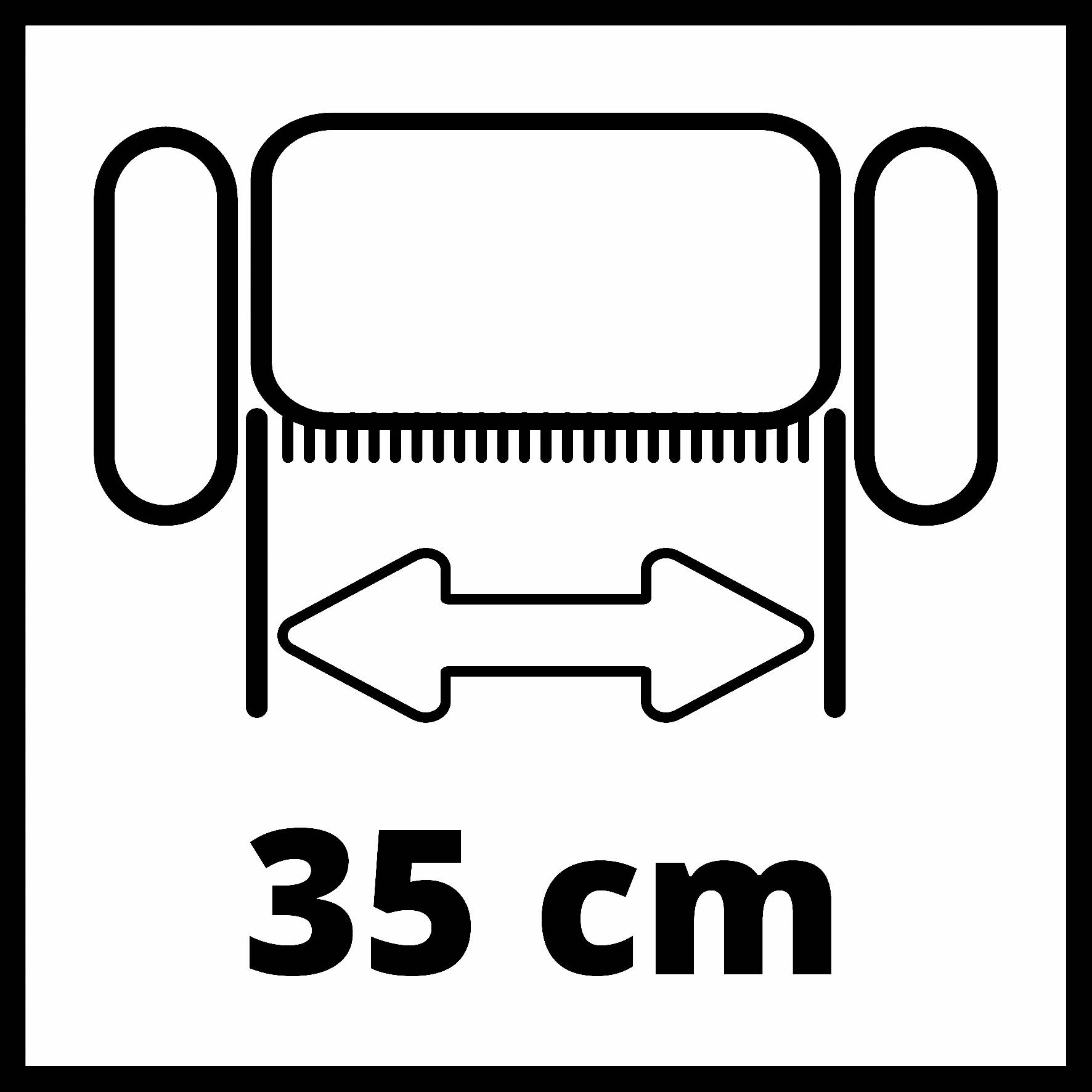 '35 cm' těsně pod symbolem, který zobrazuje popis místa.
