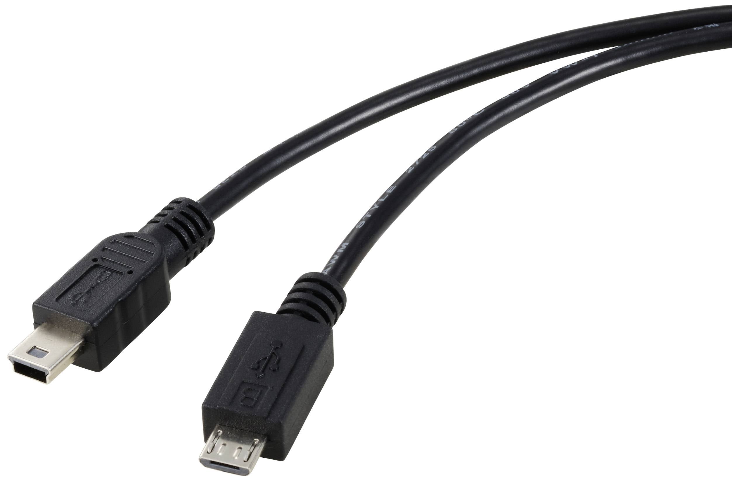 Dva černé USB kabely: jeden s Mini-USB konektorem a jeden s Micro-USB konektorem.