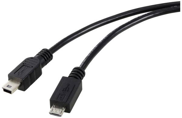 Renkforce USB kabel USB 2.0 USB Micro-B zástrčka, USB Mini-B zástrčka 0.50 m černá RF-5720368