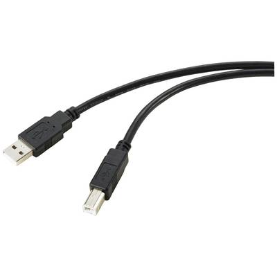 Dva černé USB kabely, jeden s konektorem typu A a druhý s konektorem typu B, leží vedle sebe.