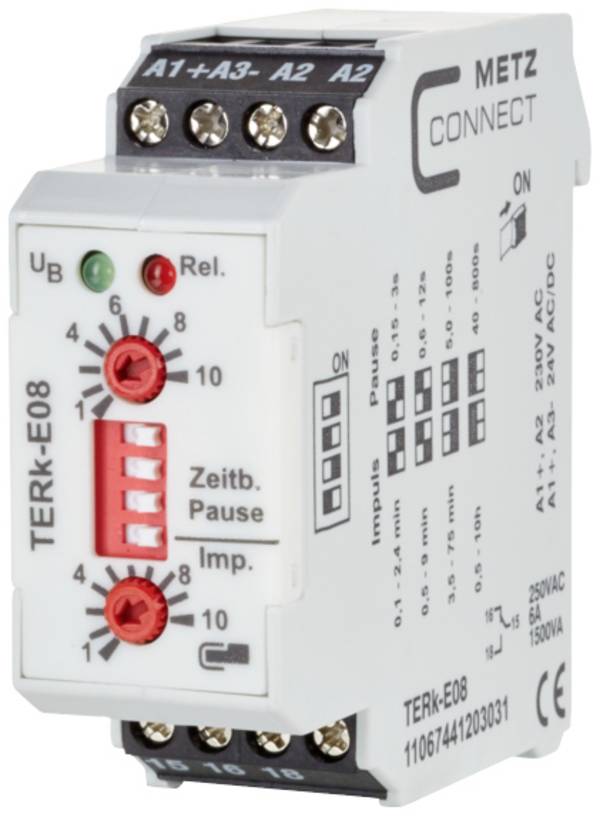 Metz Connect TERk-E08 11067441203031 časové relé, 250 V/AC, 6 A, 1 ks