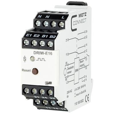 Elektronická řídicí jednotka s několika připojovacími svorkami, popisy a resetovacím tlačítkem, používaná pro řízení obvodu.