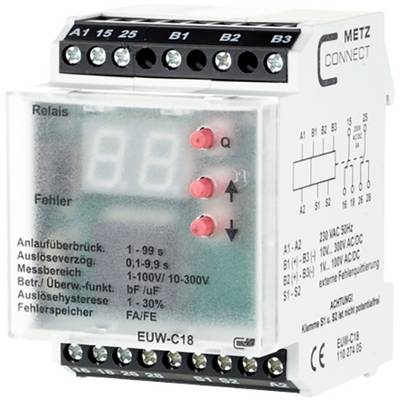 Elektické zařízení podobné relé s připojovacími svorkami a digitálním nastavením, určené speciálně pro řízení a monitorování elektrických obvodů.