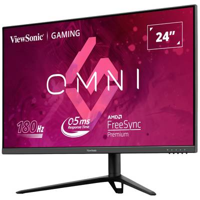 Monitor s 24palcovým displejem. Název značky nahoře vlevo, herní štítek. Text: '180 Hz', '0,5 ms reakční doba', 'AMD FreeSync Premium'.