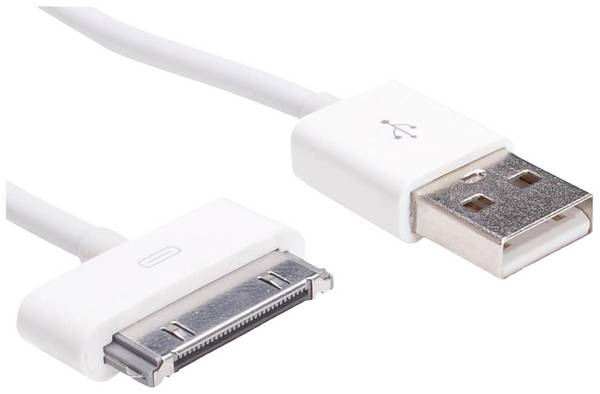 Akyga USB kabel USB-A zástrčka, Apple 30pol. zástrčka 1.00 m bílá AK-USB-08