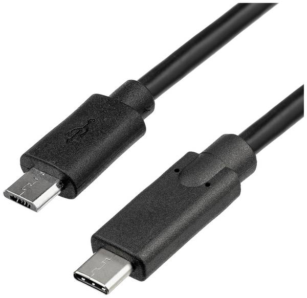 Akyga USB kabel USB 2.0 USB Micro-B zástrčka, USB-C ® zástrčka 1.00 m černá AK-USB-16