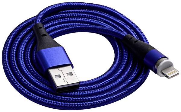 Akyga USB kabel USB-A zástrčka, USB-C ® zástrčka 1.00 m modrá magnetická zástrčka AK-USB-42