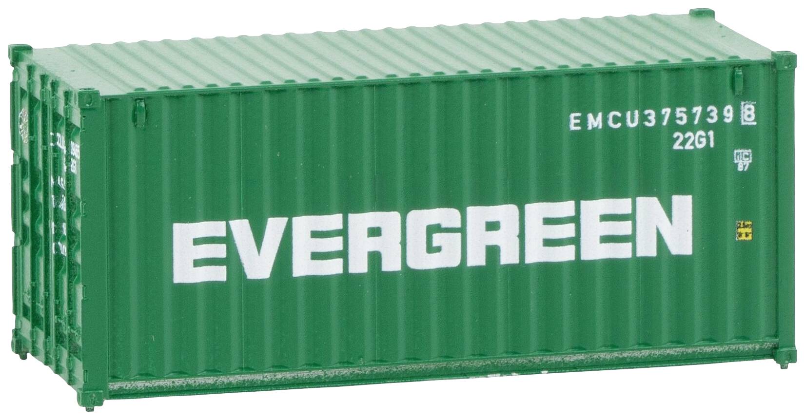 Zelený nákladní kontejner s nápisem 'EVERGREEN' sloužící k přepravě zboží.