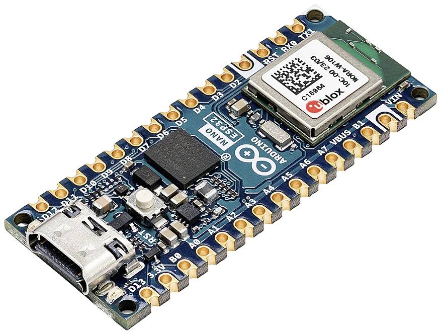 Malá elektronická deska s mikrokontrolerem, USB portem a několika piny pro prototypování a vývoj projektů.