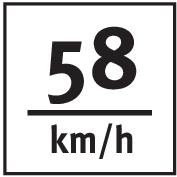 Dopravní značka ukazuje '58 km/h'.