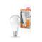 Obrázek LED žárovky Osram s paticí E27, ekvivalent 75W, 1055 lumenů, životnost 15 let, studené bílé světlo. Vedle je umístěna původní krabička.