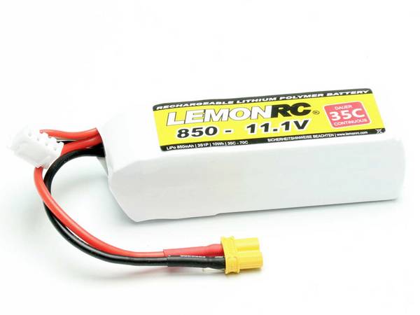 LemonRC 15707 akupack Li-Pol (modelářství), 11.1 V, 850 mAh, články 3, 35 C, Softcase, XT30