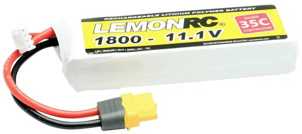 LemonRC 15717 akupack Li-Pol (modelářství), 11.1 V, 1800 mAh, články 3, 35 C, Softcase, XT60