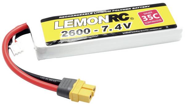 LemonRC 15722 akupack Li-Pol (modelářství), 7.4 V, 2600 mAh, články 2, 35 C, Softcase, XT60
