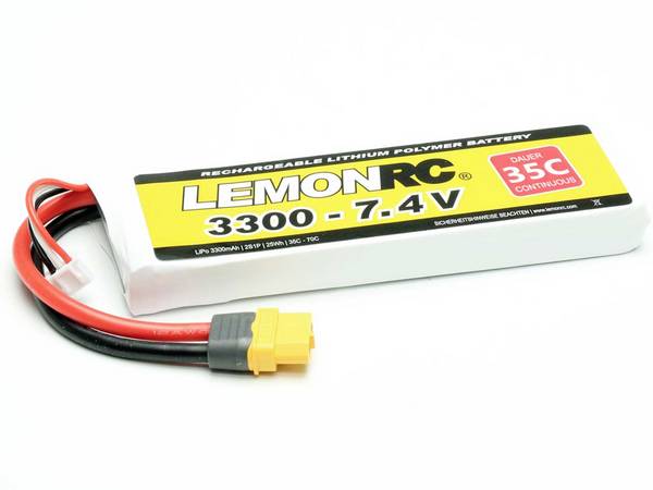 LemonRC 15754 akupack Li-Pol (modelářství), 7.4 V, 3300 mAh, články 2, 35 C, Softcase, XT60