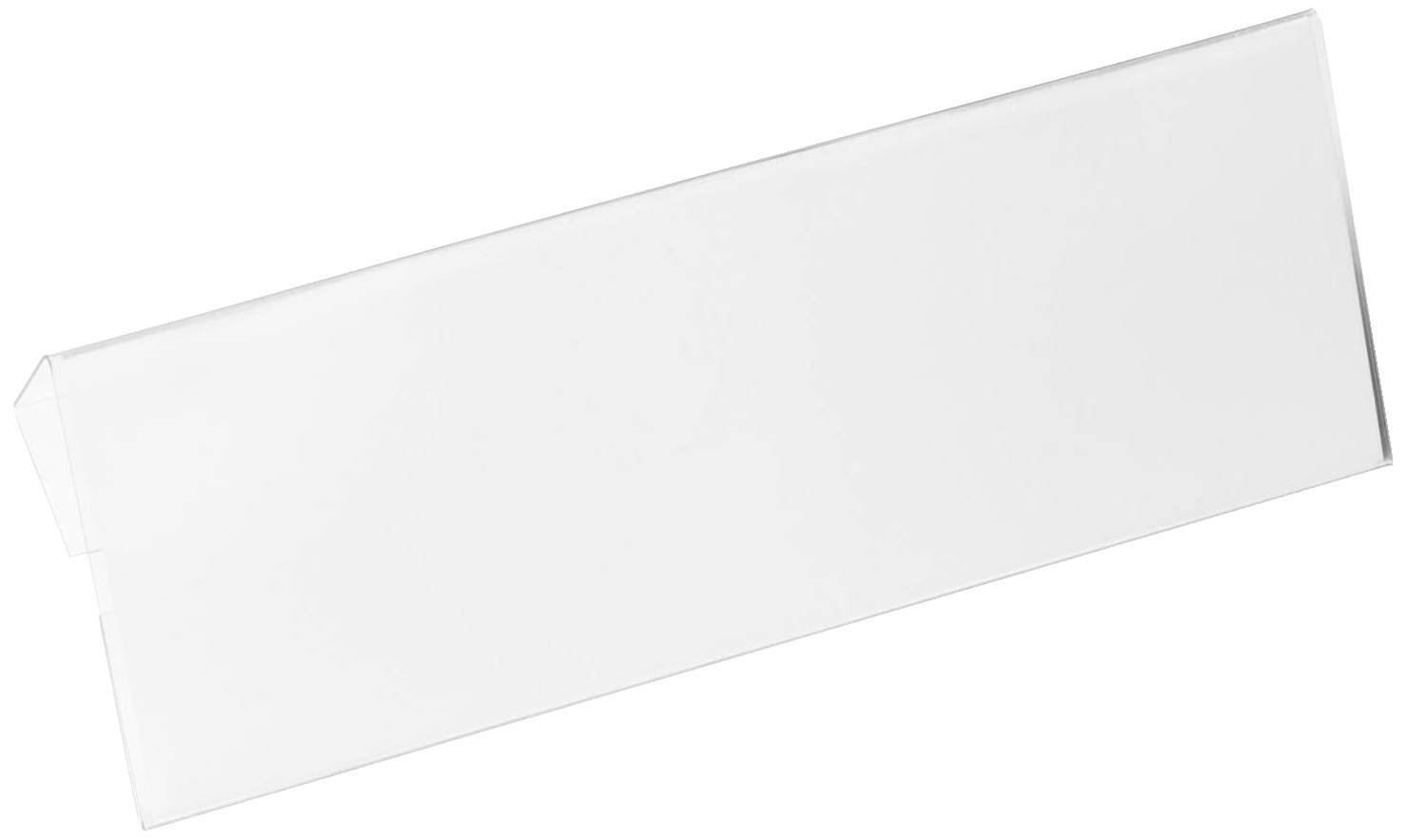 Dlouhý, bílý, obdélníkový obálka s jemným stínem na bílém pozadí.