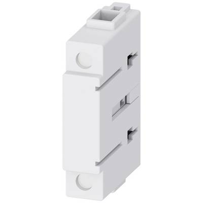 Bílý elektrický adaptér obdélníkového tvaru se dvěma otvory, vhodný pro instalaci do rozvodné skříně.