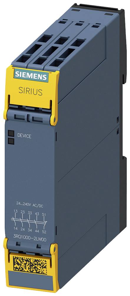 Modul Siemens SIRIUS pro průmyslové řízení. Přední strana zobrazuje připojovací svorky a technické štítky.